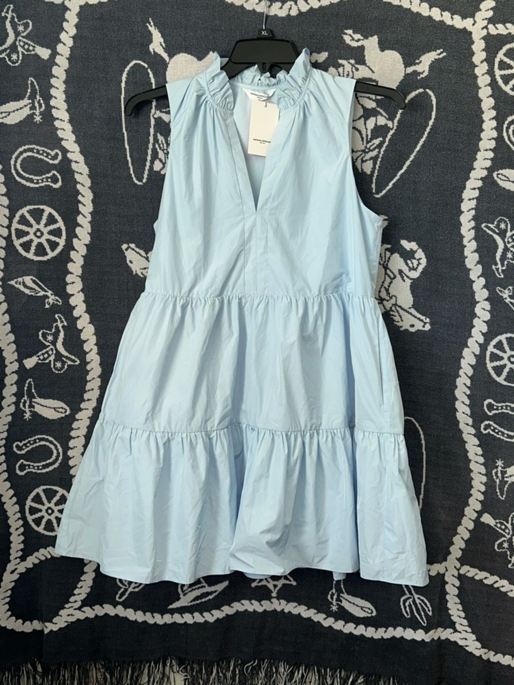 Amanda Uprichard Light Blue Ruffle-Trim Dress